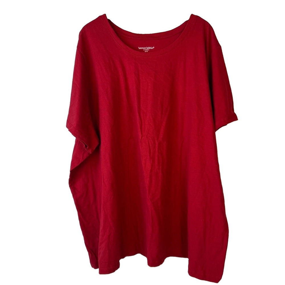 Woman Within T-Shirt Womens 5X Red Short Sleeve Cotton Plus Casual Basic Tee